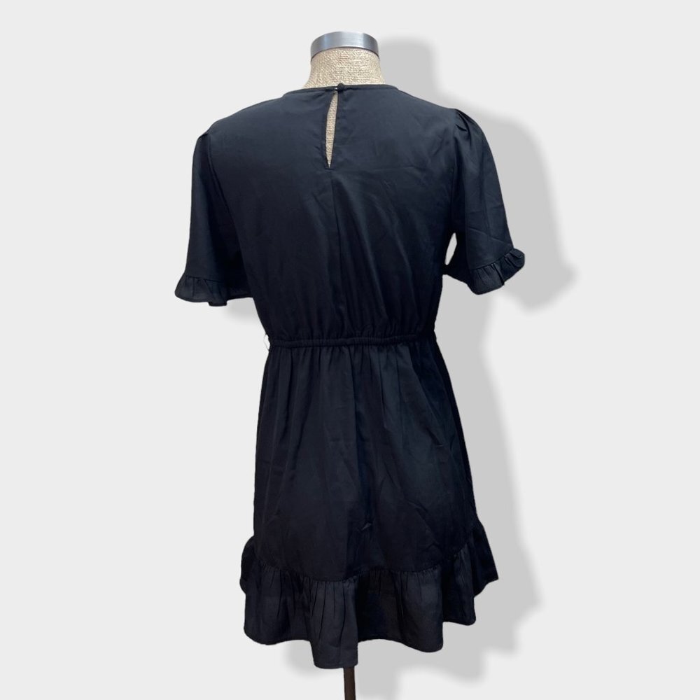 NEW‎ Look Black Ruffle Mini Dress - Picture 2 of 4